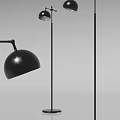 Modern Black Metal Floor Lamp With Adjustable Arm And Dome Shade Design