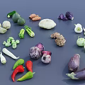 Variety of Fresh Vegetables Including Broccoli Eggplant Peppers Cauliflower on Dark Surface