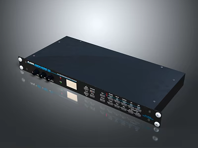 Modern Black Professional Audio Electronic Equipment With Control Panel Knobs And Ports 3d model