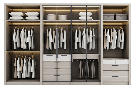 Modern Wardrobe Glass Door Wardrobe 3d model