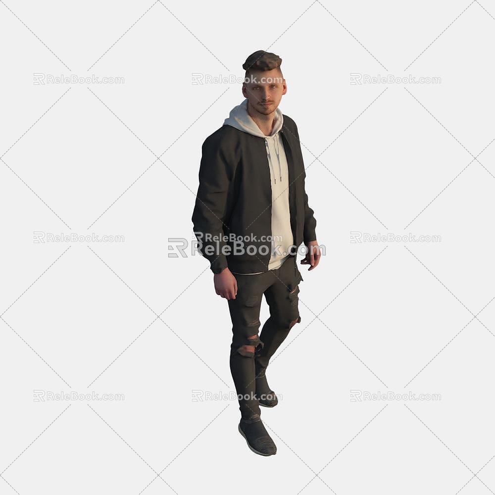 Walking foreign men 3d model