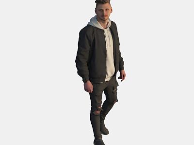 Walking foreign men 3d model