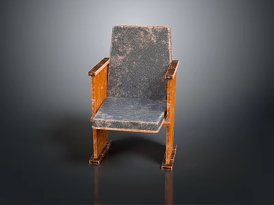 Vintage Wooden Chair With Gray Fabric Seat And Backrest Solid Wood Arms And Legs Design 3d model