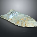 Ancient Handcrafted Stone Wood Spearhead Tool With Handwritten Label And Natural Texture