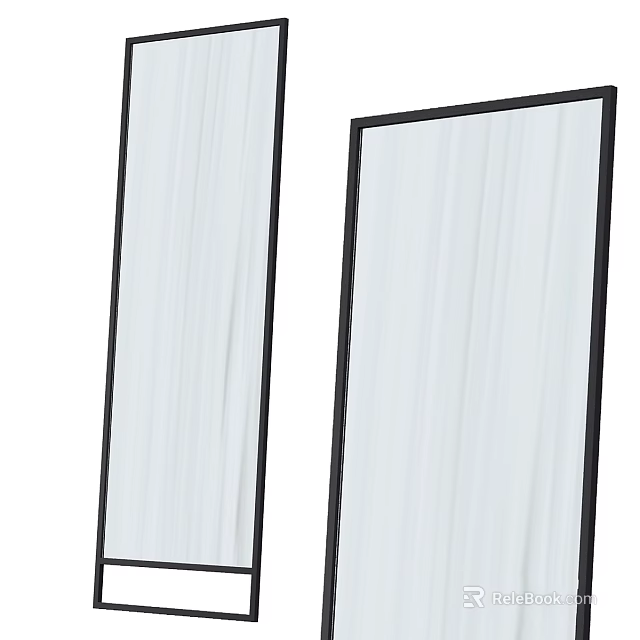 Modern Black Frame Two Full Length Wall Mirrors For Home Decor 3d model 