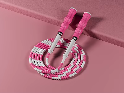 Pink Beaded Jump Rope Sports Equipment With Pink Handles And White Beads Design 3d model