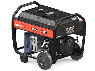 PowerKing 5500 Watt Portable Industrial Generator With Wheels And Control Panel 3d model