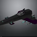 Futuristic Cosmic Spacecraft with Gray Purple Body and Blue Illuminated Parts for Aerospace Exploration