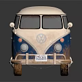 Vintage Volkswagen Bus With Blue And White Exterior And Rusted Details