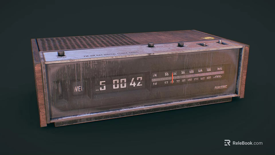 Vintage Alarm Clock With Digital Display And Metal Casing Buttons 3d model 