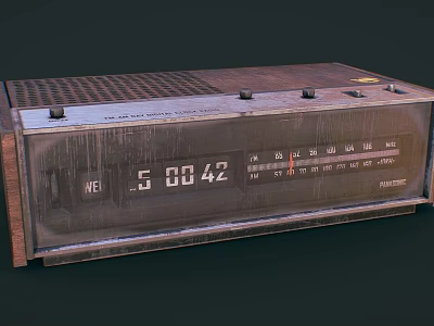 Vintage Alarm Clock With Digital Display And Metal Casing Buttons 3d model