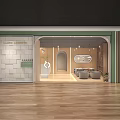 Modern Beauty Salon Interior With Wooden Flooring Green Accents Seating Area And Product