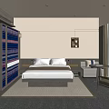 Modern Hotel Room Interior With Large Bed White Bedding Sofa Table And Chair