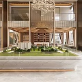 Luxury New Chinese Style Sales Office With Marble Decor And Real Estate Sand Table