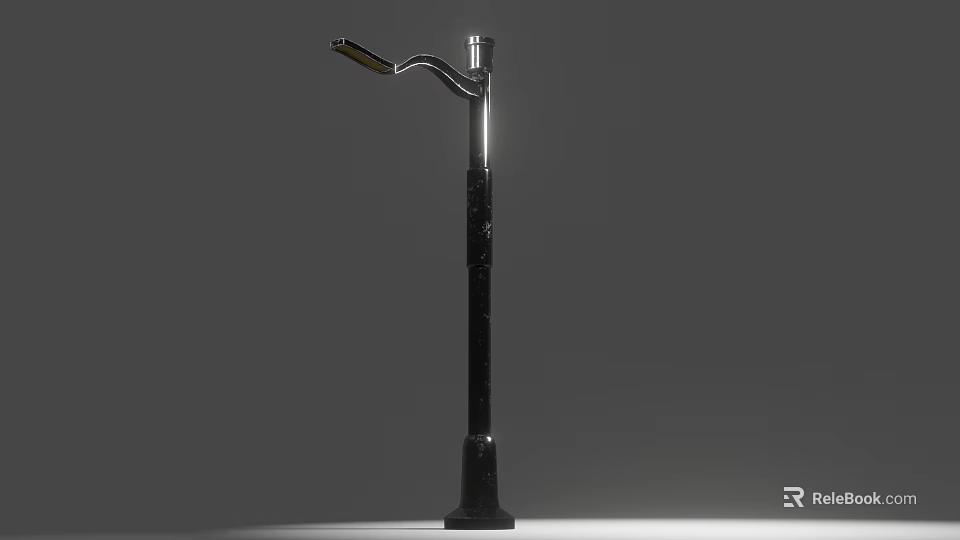 Contemporary Urban Street Light Facility With Sleek Metal Pole And Illuminating Lamp Head 3d model 