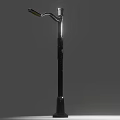 Contemporary Urban Street Light Facility With Sleek Metal Pole And Illuminating Lamp Head