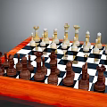 Wooden Chessboard With Black And White Squares And Brown White Chess Pieces