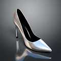 Elegant Silver High Heels Featuring Pointed Toe Shiny Stiletto Heel And Glossy Design