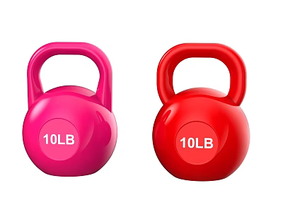 Pink And Red 10LB Kettlebells Ideal For Home Fitness Workout Training 3d model