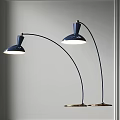 Stylish Blue Arched Floor Lamps With Metal Bases Illuminated Design