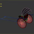 Vintage Rickshaw Design With Red Body Gray Seat And Large Wheels Long Shafts