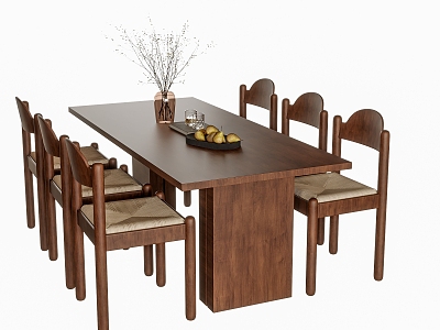 Middle Ancient Style Dining Table and Chair Combination Dining Table and Chair 3d model