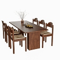 Middle Ancient Style Dining Table and Chair Combination Dining Table and Chair 3d model