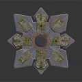 Star Shaped Gray Decorative Plates With Central Circular Part And Green Details