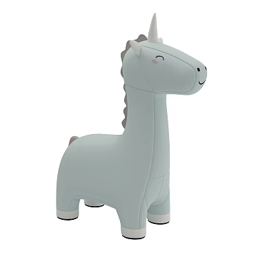 Cute Light Blue Unicorn Stuffed Doll With Smiling Face Soft Material Stable Legs For Kids 3d model