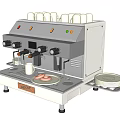 Modern White Kitchen Coffee Machine With Multi Spouts Stacked Cups And Trays 3d model