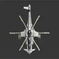 Modern Gray Helicopter With Rotors Cockpit And Fuselage Design Details