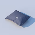 Blue Decorative Throw Pillow With White Star Patterns For Home Decor Accent 3d model