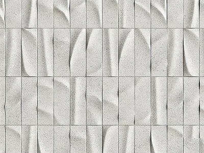 Textured White Tile Background Wall With 3D Wavy Patterns For Interior Decor 3d model