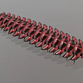 Red And Black Segmented Millipede With Shiny Exoskeleton And Many Legs 3d model