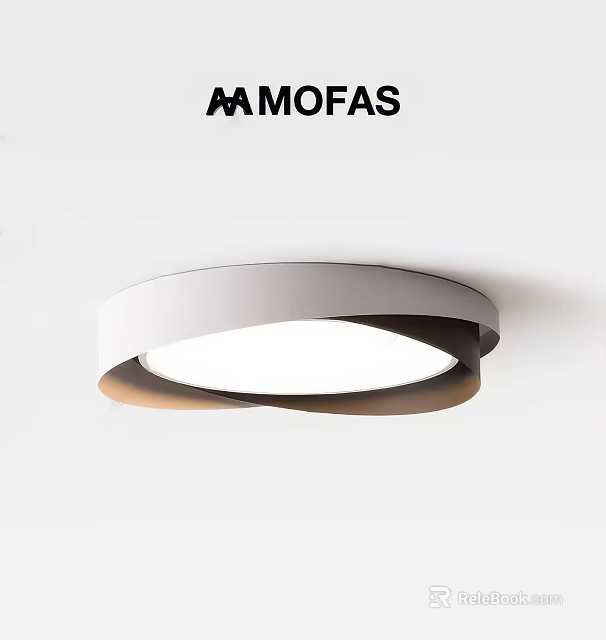 Modern Sleek Circular Ceiling Light With White Frame And Curved Design For Home Interior 3d model 