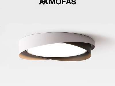 Modern Sleek Circular Ceiling Light With White Frame And Curved Design For Home Interior 3d model