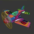 Vibrant Toy Airplane With Yellow Black Body Red Patterned Wings And Spinning Propeller