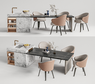 Modern Dining Table and Chair Combination Nakajima Bar Table and Chair Nakajima Bar and Chair 3d model