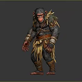 The Man In Feathered Tribal Attire With Ornate Armor And Waist Fringe