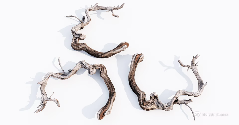 Natural Wood Branches And Stone Pieces For Rustic Decor Craft Projects 3d model