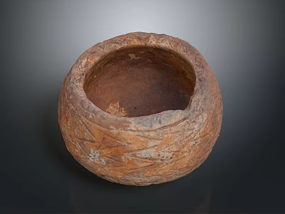Ancient Terracotta Sculpture Carving With Textured Surface Round Shape And Worn Details 3d model