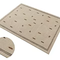 Light Beige Square Rug With Leaf Motifs Small Symbols And Detailed Border