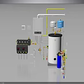 Industrial Equipment System With Large White Tank Blue Small Tank And Control Panel