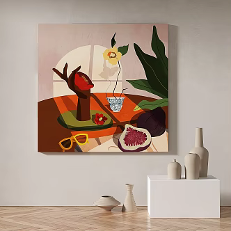 Modern minimalist abstract decorative painting 3d model