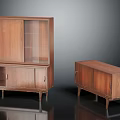 Modern Wooden Display Cabinet And Storage Cabinet With Glass Doors And Tapered Legs