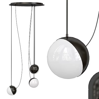 Modern Spherical Pendant Light Design With Black And White Color For Home Interior 3d model