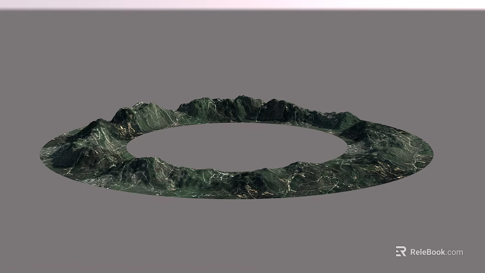 Natural Circular Mountain Landscape with Lush Green Vegetation and Central Clearing 3d model 