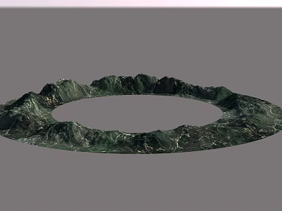 Natural Circular Mountain Landscape with Lush Green Vegetation and Central Clearing 3d model