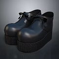 Black Platform Shoes With Bow Detail And Woven Textured Thick Soles