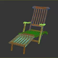 Comfortable Orange Wooden Lounge Chair With Relaxing Ottoman Design For Patio